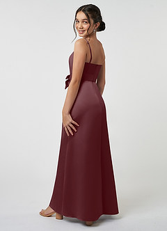 Azazie Anina Junior Robe Trapèze en Satin extensible Arc Sangria image5