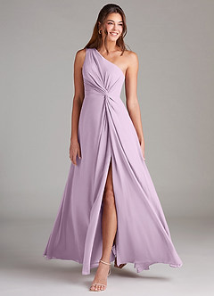 Azazie Brooke Bridesmaid Dresses Frosted Lilac A-Line One Shoulder Chiffon Dress image3