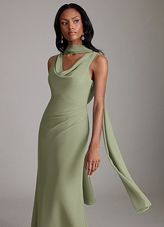 Azazie Linelle Bridesmaid Dresses Pistachio Mermaid Pleated Chiffon Dress image7