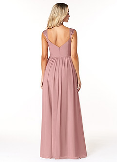 Azazie Cleobella Robes de demoiselle d'honneur Robe Trapèze en Mousseline de soie Dentelle en forme de cœur Rose Poussiéreuse image2