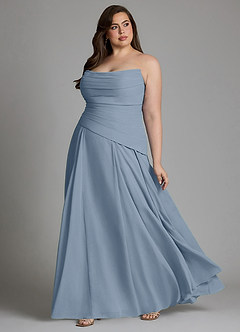 Azazie Gabriela Bridesmaid Dresses Dusty Blue A-Line Corset Chiffon Dress image17