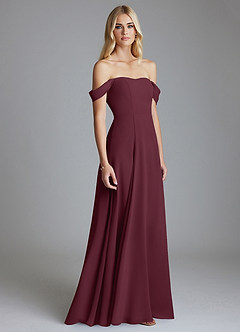 Azazie Seriana Vestidos de damas de honor Vestido de Cabernet de Gasa de Corte en A con Vestidos sin tirantes image4