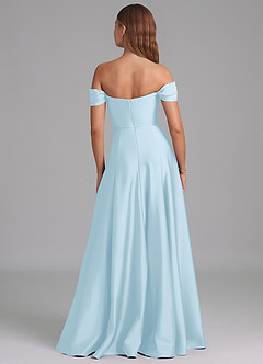 Azazie Seriana Bridesmaid Dresses Sky Blue A-Line Off the Shoulder Stretch Satin Convertible Dress image5