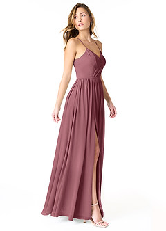 Azazie Cora Bridesmaid Dresses Desert Rose A-Line Pleated Chiffon Dress image4