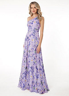 Azazie Dallas Brautjungfernkleider A-Linie One-Shoulder Chiffon Kleid Fliederblüte image1