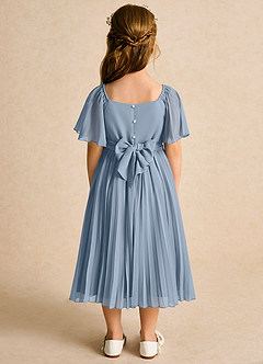 Azazie Gisele vestidos de niña de las flores Vestido de Azul Polvoriento de Gasa de Corte En A con Plisado image6