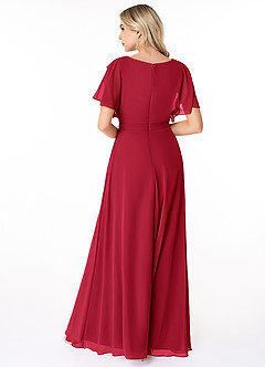 Azazie Aaliyah Modest Bridesmaid Dresses A-Line Scoop Pleated Chiffon Floor-Length Dress image2