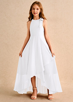 Azazie Boop Junior Formal Flower Girl Dresses White A-Line Bow Chiffon Dress image5