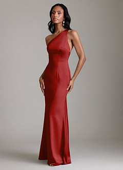 Azazie Voni Abiti da Damigella Abito Sirena in Raso Elasticizzato Monospalla Melograno image6