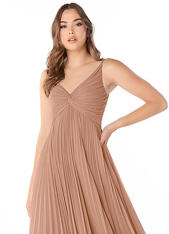 Azazie Raychelle Bridesmaid Dresses Champagne Rose A-Line V-Neck Chiffon Dress image5
