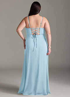 Azazie Marchella Bridesmaid Dresses Sky Blue A-Line Corset Stretch Satin Dress image8