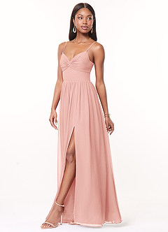 Azazie Zeya Bridesmaid Dresses Rosette A-Line V-Neck Pleated Chiffon Dress image4