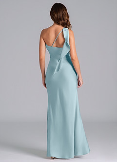 Azazie Driea Jurken voor bruidsmeisjes Jurk van Stretch Satijn met Zeemeermin One-Shoulder Mystiek Blauw image2