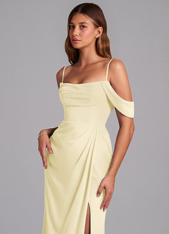 Azazie Johana At-home Try On Dresses Black Mermaid Off the Shoulder Chiffon Convertible Dress image5