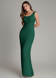 Azazie Hadley Bridesmaid Dresses Emerald Mermaid Pleated Chiffon Dress image3