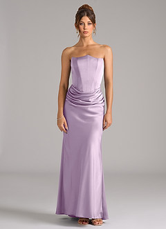 Azazie Debby Jurken voor bruidsmeisjes Converteerbaar Jurk van Stretch Satijn met Zeemeermin Strapless Frosted Lila image5
