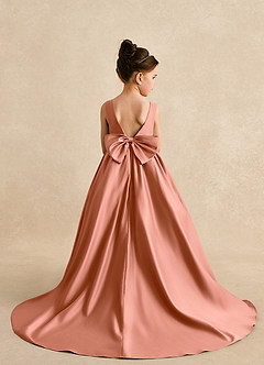 Azazie Mimia Robe Demoiselle D'honneur Fillette Robe Trapèze en Mat Satiné Arc Mai Tai image2