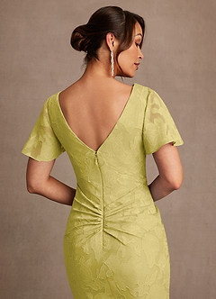 Azazie Jolene Mother of the Bride Dresses Canary Mermaid Pleated Floral Burnout Dress image6