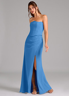 Azazie Jenine Bridesmaid Dresses Blue Jay Mermaid Strapless Chiffon Dress image4