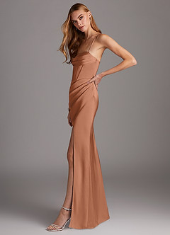 Azazie Brookelle Bridesmaid Dresses Bronzer Sheath Sweetheart Corset Stretch Satin Dress image5