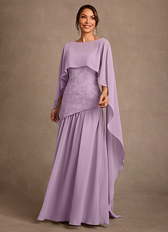 Azazie Flossie 신부의 어머니 드레스 A라인 주름진 쉬폰 플로어 길이 드레스 image3