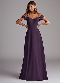 Azazie Marley Bridesmaid Dresses Plum A-Line Off the Shoulder Chiffon Convertible Dress image4