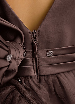 Azazie Lior Robe Demoiselle D'honneur Fillette Robe Princesse en Tulle Plissée Ganache image9