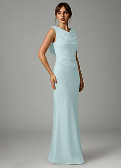 Azazie Kieryn Robes de demoiselle d'honneur Robe Sirène en Satin extensible Plissée Verre De Mer image4