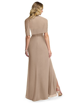 Azazie Zia Bridesmaid Dresses Taupe Sheath Side Slit Chiffon Convertible Dress image4