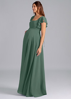 Azazie Bondi Maternity Bridesmaid Dresses A-Line Ruched Chiffon Floor-Length Dress image4