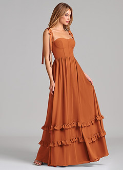 Azazie Anastacia 신부 들러리 드레스 A라인 스윗하트 네크라인 쉬폰 바닥 길이 드레스 image3