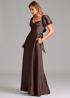Azazie Fatima Bridesmaid Dresses Ganache A-Line Sweetheart Neckline Stretch Satin Dress image5