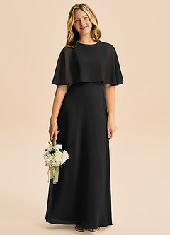 Azazie Maris Junior Abito A-Line in Chiffon Nero image5