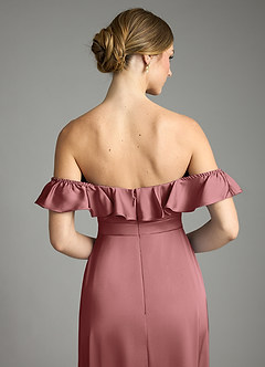 Azazie Lyra Vestidos de damas de honor Vestido de Amatista de Satén Elástico de Corte en A Convertible con Vestidos sin tirantes image9