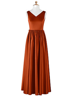 Azazie Hathaway Junior Paprika A-Line Bow Stretch Satin Dress image11