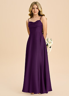 Azazie Bear Junior Grape A-Line Sweetheart Neckline Stretch Satin Dress image6