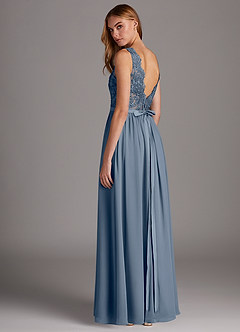 Azazie Elly Bridesmaid Dresses Twilight A-Line Lace Scoop Neck Chiffon Dress image5