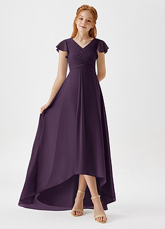 Azazie Breanne Junior Plum A-Line Chiffon Dress image2
