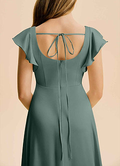 Azazie Bondi Junior Robe Trapèze en Satin extensible Fente Latérale Mousse De Mer image6