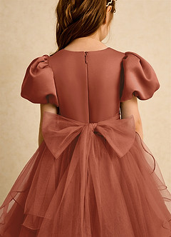Azazie Cocoa vestidos de niña de las flores Vestido de Castaño de Tul de Princesa con Plisado image9