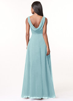 Azazie Karina Bridesmaid Dresses Sea Glass A-Line Pleated Chiffon Dress image2