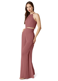 Azazie Kenzi Bridesmaid Dresses Amethyst Pleated Chiffon Jumpsuit image3