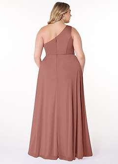 Azazie Brooke Bridesmaid Dresses Cedar Rose A-Line One Shoulder Mesh Dress image7