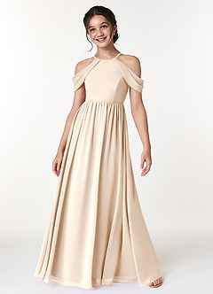 Azazie Seneca Junior White Alabaster A-Line Off the Shoulder Chiffon Dress image3