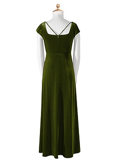 Azazie Gabi Junior Olive A-Line Velvet Dress image9