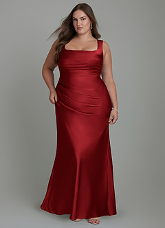 Azazie Agustina Bridesmaid Dresses Scarlet Mermaid Corset Stretch Satin Dress image9