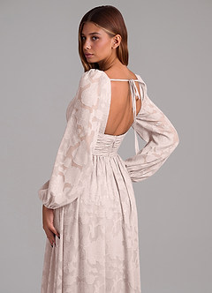 Azazie Norah Vestidos de damas de honor Vestido de Rosa Rubor de Devorado Floral de Corte en A con Manga larga image2