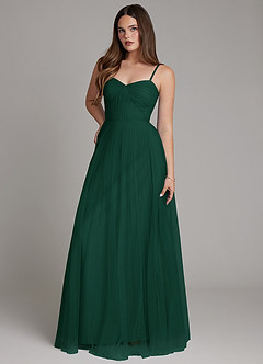 Azazie Teagan Bridesmaid Dresses Emerald A-Line Sweetheart Neckline Tulle Dress image4