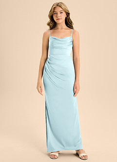 Azazie Mai Junior Cloud Blue A-Line Sweetheart Neckline Stretch Satin Dress image5