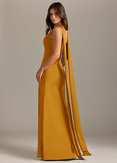 Azazie Kinsley Bridesmaid Dresses Butterscotch Mermaid Side Slit Stretch Satin Dress image6